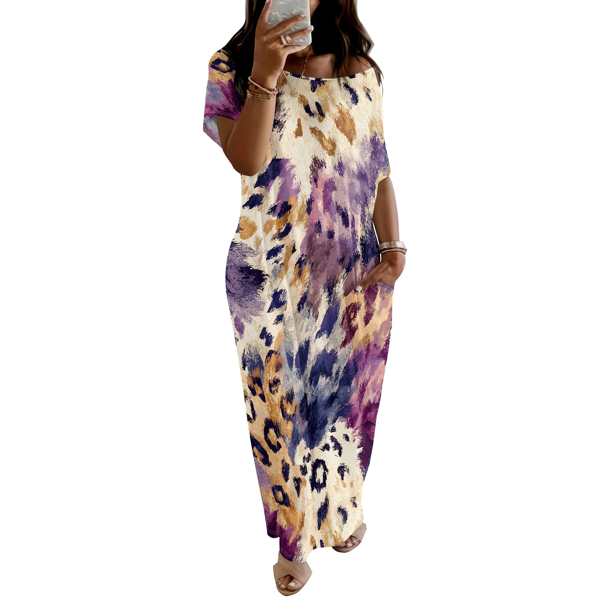 Abstracte jurk met luipaardpri - Boho Summer Beach Maxi Dress recensie en prijs