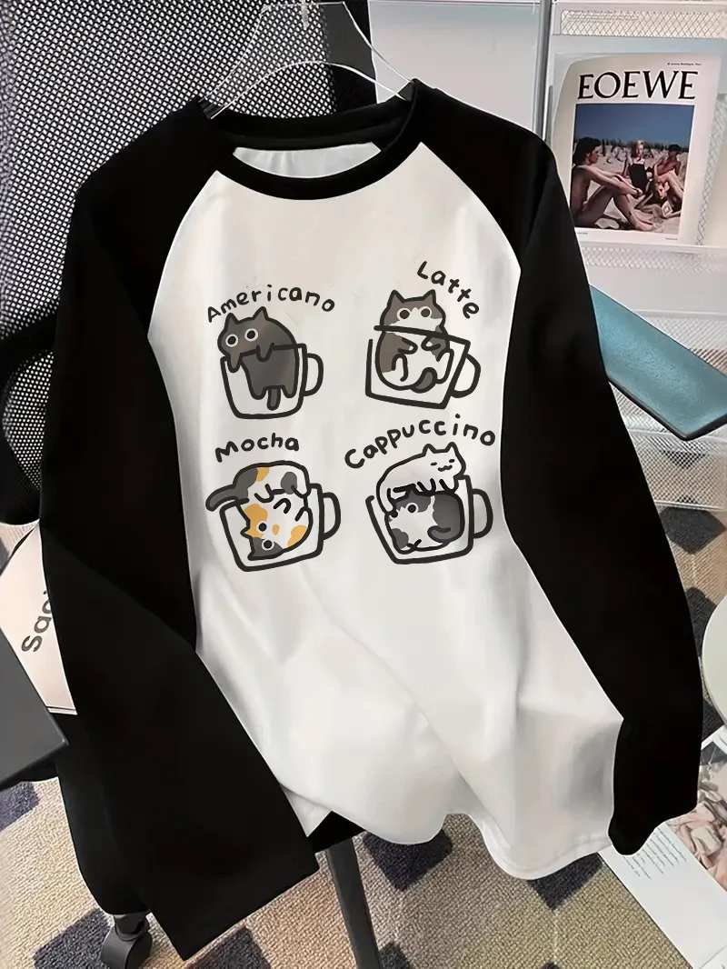 Coffee Cat T-shirt met lange m - Blouses recensie en prijs